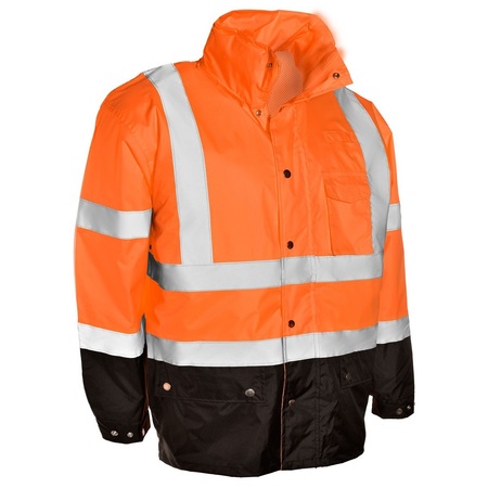 KISHIGO L-XL, Orange, Class 3, Storm Cover Rainwear Jacket RWJ103-L-XL